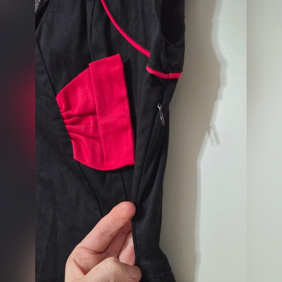Hearts And Roses Black And Red Retro Inspired Pin Up Style Dress With Red Bow XS - Picture 9 of 14